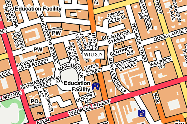 W1U 3JY map - OS OpenMap – Local (Ordnance Survey) W1U 3JY map - OS OpenMap – Local (Ordnance Survey)