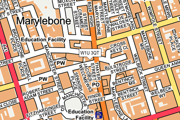 W1U 3QT map - OS OpenMap – Local (Ordnance Survey) W1U 3QT map - OS OpenMap – Local (Ordnance Survey)