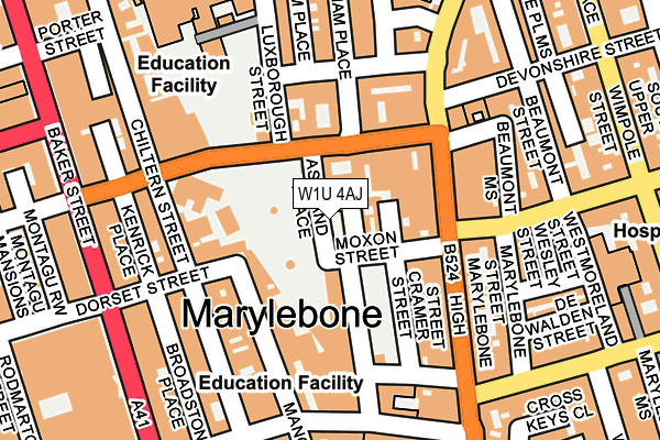 W1U 4AJ map - OS OpenMap – Local (Ordnance Survey)