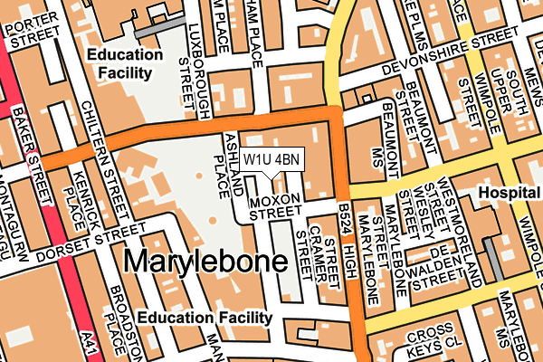 W1U 4BN map - OS OpenMap – Local (Ordnance Survey)