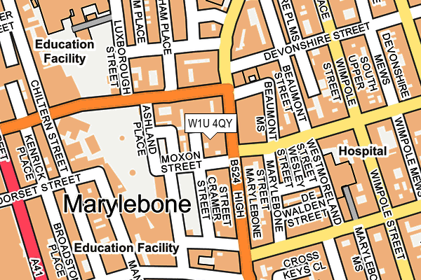 W1U 4QY map - OS OpenMap – Local (Ordnance Survey)