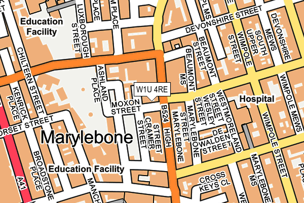 W1U 4RE map - OS OpenMap – Local (Ordnance Survey) W1U 4RE map - OS OpenMap – Local (Ordnance Survey)