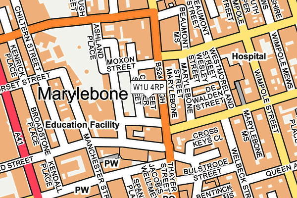 W1U 4RP map - OS OpenMap – Local (Ordnance Survey) W1U 4RP map - OS OpenMap – Local (Ordnance Survey)
