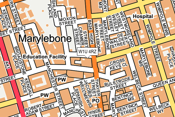 W1U 4RZ map - OS OpenMap – Local (Ordnance Survey) W1U 4RZ map - OS OpenMap – Local (Ordnance Survey)