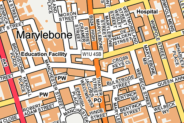 W1U 4SB map - OS OpenMap – Local (Ordnance Survey)