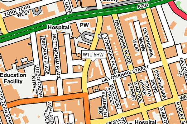 W1U 5HW map - OS OpenMap – Local (Ordnance Survey) W1U 5HW map - OS OpenMap – Local (Ordnance Survey)
