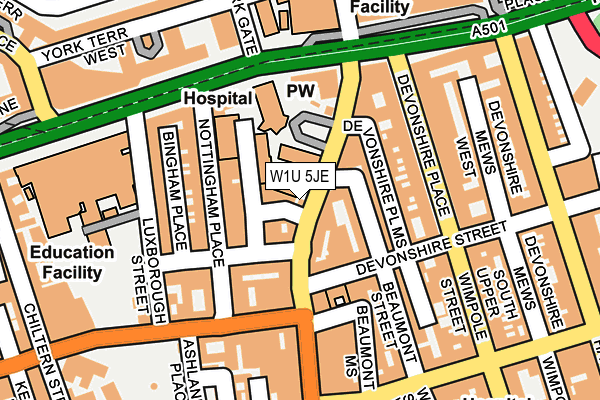 W1U 5JE map - OS OpenMap – Local (Ordnance Survey) W1U 5JE map - OS OpenMap – Local (Ordnance Survey)