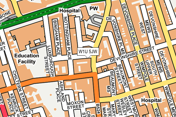 W1U 5JW map - OS OpenMap – Local (Ordnance Survey) W1U 5JW map - OS OpenMap – Local (Ordnance Survey)