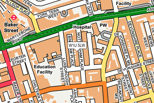 W1U 5LW map - OS OpenMap – Local (Ordnance Survey) W1U 5LW map - OS OpenMap – Local (Ordnance Survey)