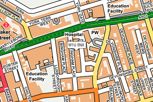 W1U 5NX map - OS OpenMap – Local (Ordnance Survey) W1U 5NX map - OS OpenMap – Local (Ordnance Survey)