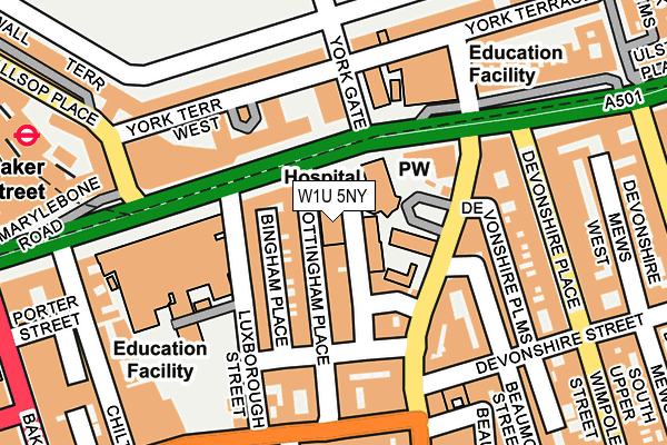 W1U 5NY map - OS OpenMap – Local (Ordnance Survey) W1U 5NY map - OS OpenMap – Local (Ordnance Survey)