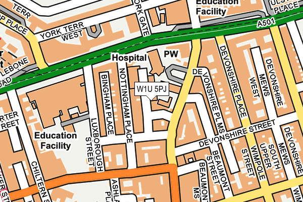 W1U 5PJ map - OS OpenMap – Local (Ordnance Survey) W1U 5PJ map - OS OpenMap – Local (Ordnance Survey)