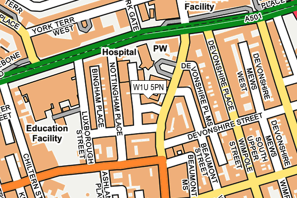 W1U 5PN map - OS OpenMap – Local (Ordnance Survey) W1U 5PN map - OS OpenMap – Local (Ordnance Survey)