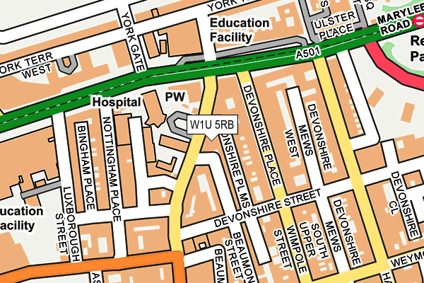 W1U 5RB map - OS OpenMap – Local (Ordnance Survey) W1U 5RB map - OS OpenMap – Local (Ordnance Survey)