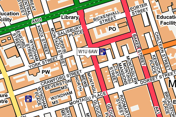 W1U 6AW map - OS OpenMap – Local (Ordnance Survey)