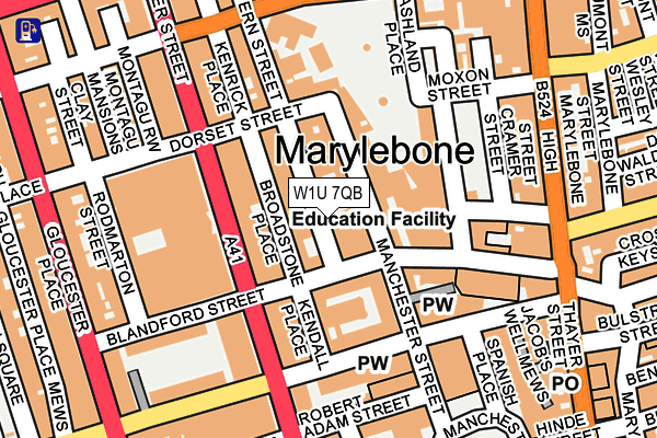 W1U 7QB map - OS OpenMap – Local (Ordnance Survey) W1U 7QB map - OS OpenMap – Local (Ordnance Survey)