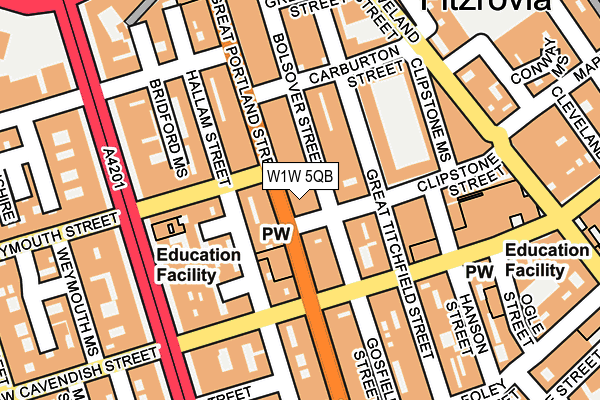 W1W 5QB map - OS OpenMap – Local (Ordnance Survey) W1W 5QB map - OS OpenMap – Local (Ordnance Survey)