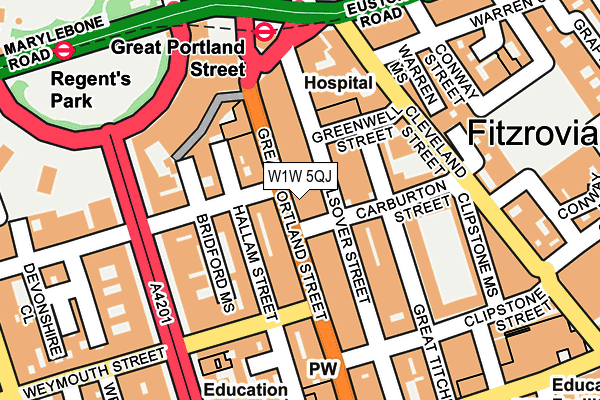 W1W 5QJ map - OS OpenMap – Local (Ordnance Survey) W1W 5QJ map - OS OpenMap – Local (Ordnance Survey)