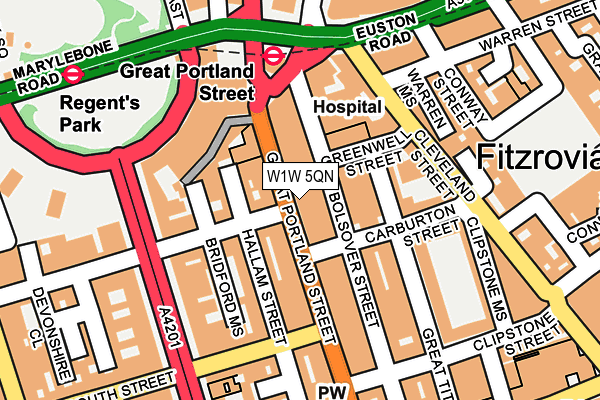W1W 5QN map - OS OpenMap – Local (Ordnance Survey)