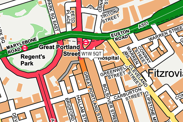 W1W 5QT map - OS OpenMap – Local (Ordnance Survey)