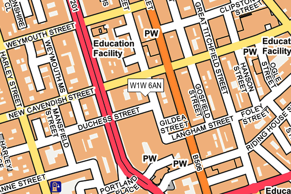 W1W 6AN map - OS OpenMap – Local (Ordnance Survey)