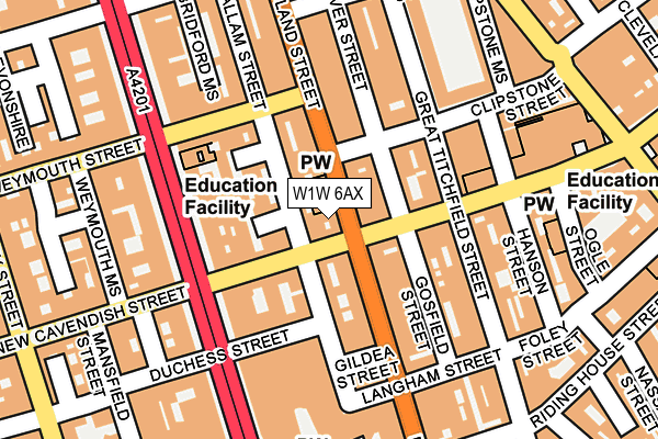 W1W 6AX map - OS OpenMap – Local (Ordnance Survey) W1W 6AX map - OS OpenMap – Local (Ordnance Survey)