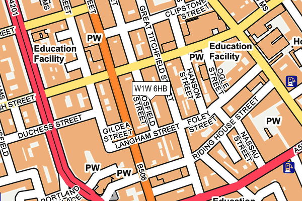 W1W 6HB map - OS OpenMap – Local (Ordnance Survey)