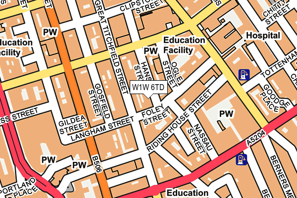 W1W 6TD map - OS OpenMap – Local (Ordnance Survey)