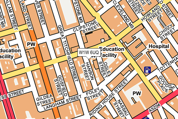 W1W 6UQ map - OS OpenMap – Local (Ordnance Survey)