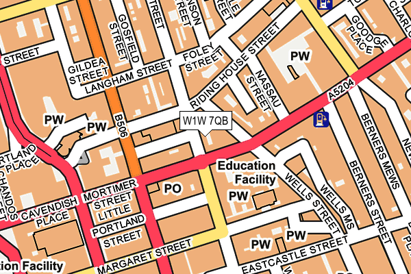 W1W 7QB map - OS OpenMap – Local (Ordnance Survey) W1W 7QB map - OS OpenMap – Local (Ordnance Survey)