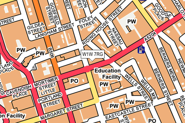 W1W 7RG map - OS OpenMap – Local (Ordnance Survey) W1W 7RG map - OS OpenMap – Local (Ordnance Survey)