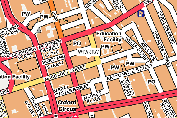 W1W 8RW map - OS OpenMap – Local (Ordnance Survey) W1W 8RW map - OS OpenMap – Local (Ordnance Survey)