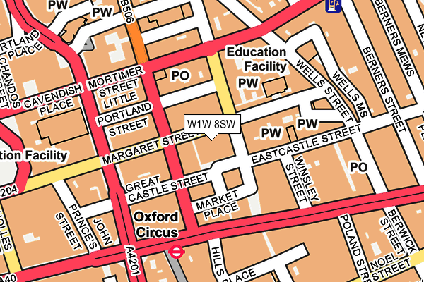W1W 8SW map - OS OpenMap – Local (Ordnance Survey) W1W 8SW map - OS OpenMap – Local (Ordnance Survey)