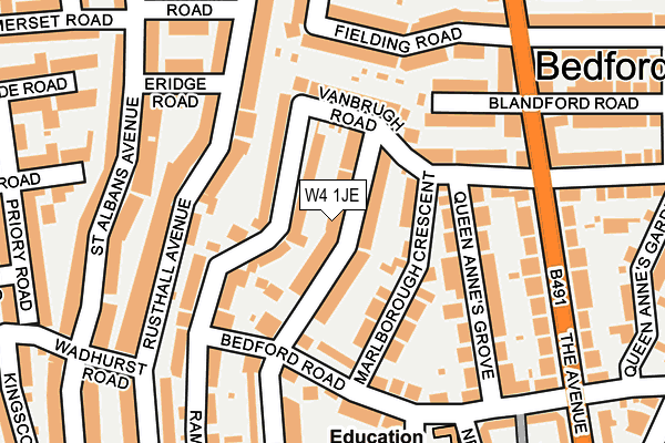 W4 1JE map - OS OpenMap – Local (Ordnance Survey) W4 1JE map - OS OpenMap – Local (Ordnance Survey)