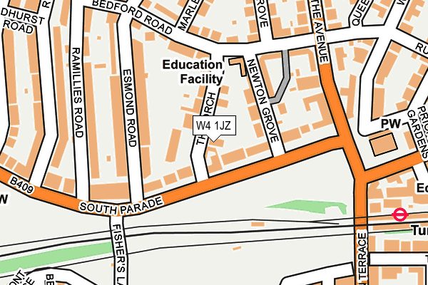 W4 1JZ map - OS OpenMap – Local (Ordnance Survey) W4 1JZ map - OS OpenMap – Local (Ordnance Survey)