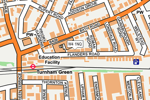 W4 1NQ map - OS OpenMap – Local (Ordnance Survey) W4 1NQ map - OS OpenMap – Local (Ordnance Survey)