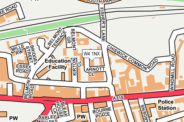W4 1NX map - OS OpenMap – Local (Ordnance Survey) W4 1NX map - OS OpenMap – Local (Ordnance Survey)