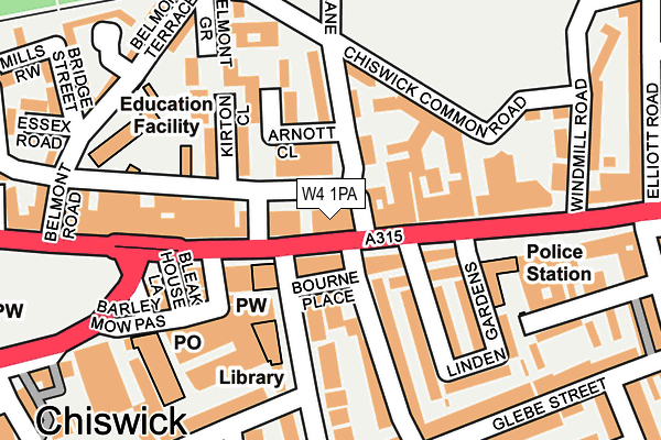 W4 1PA map - OS OpenMap – Local (Ordnance Survey) W4 1PA map - OS OpenMap – Local (Ordnance Survey)