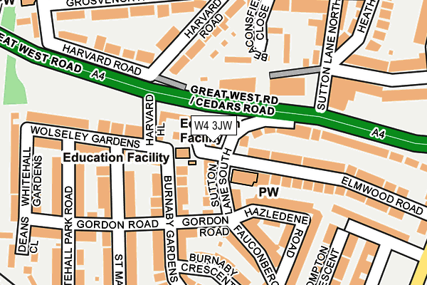 W4 3JW map - OS OpenMap – Local (Ordnance Survey) W4 3JW map - OS OpenMap – Local (Ordnance Survey)