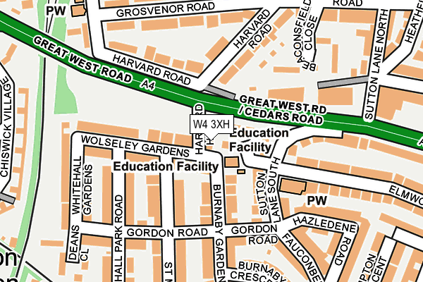 W4 3XH map - OS OpenMap – Local (Ordnance Survey) W4 3XH map - OS OpenMap – Local (Ordnance Survey)