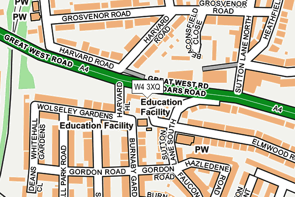 W4 3XQ map - OS OpenMap – Local (Ordnance Survey) W4 3XQ map - OS OpenMap – Local (Ordnance Survey)