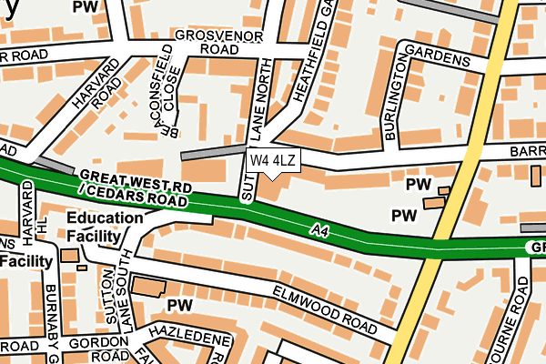W4 4LZ map - OS OpenMap – Local (Ordnance Survey) W4 4LZ map - OS OpenMap – Local (Ordnance Survey)