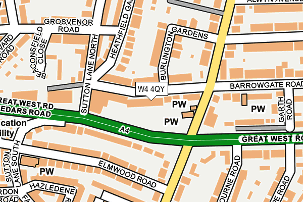 W4 4QY map - OS OpenMap – Local (Ordnance Survey) W4 4QY map - OS OpenMap – Local (Ordnance Survey)