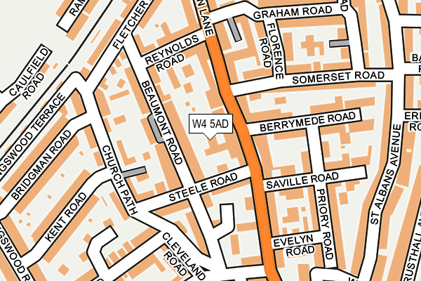 W4 5AD map - OS OpenMap – Local (Ordnance Survey) W4 5AD map - OS OpenMap – Local (Ordnance Survey)