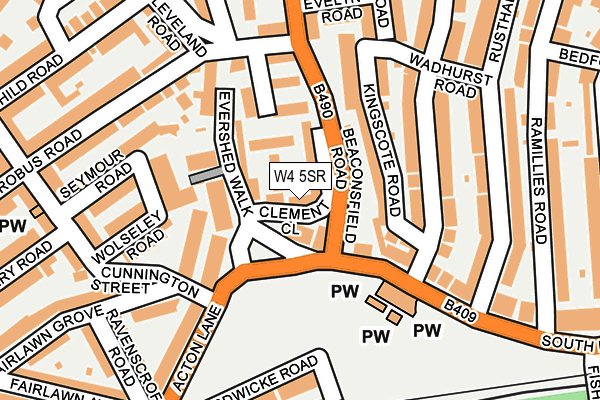W4 5SR map - OS OpenMap – Local (Ordnance Survey) W4 5SR map - OS OpenMap – Local (Ordnance Survey)