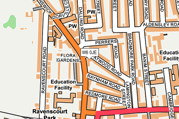 W6 0JE map - OS OpenMap – Local (Ordnance Survey) W6 0JE map - OS OpenMap – Local (Ordnance Survey)