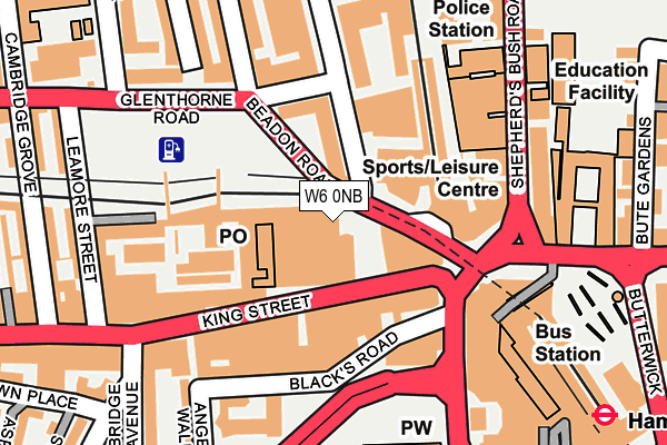 W6 0NB map - OS OpenMap – Local (Ordnance Survey) W6 0NB map - OS OpenMap – Local (Ordnance Survey)