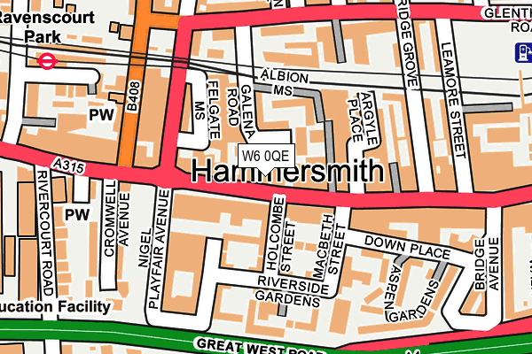 W6 0QE map - OS OpenMap – Local (Ordnance Survey) W6 0QE map - OS OpenMap – Local (Ordnance Survey)