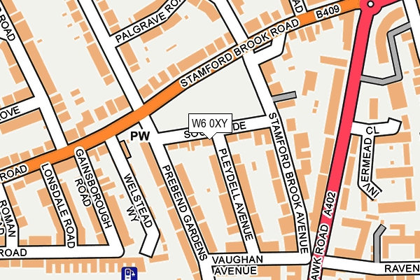 W6 0XY map - OS OpenMap – Local (Ordnance Survey) W6 0XY map - OS OpenMap – Local (Ordnance Survey)