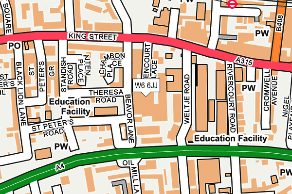 W6 6JJ map - OS OpenMap – Local (Ordnance Survey) W6 6JJ map - OS OpenMap – Local (Ordnance Survey)